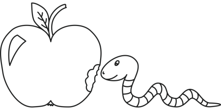 Яблоко с червяком раскраска