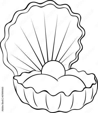 Жемчужина в раковине карандашом