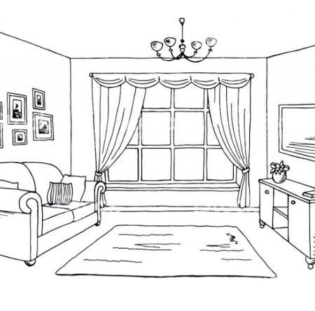 Комната для рисования черно белая