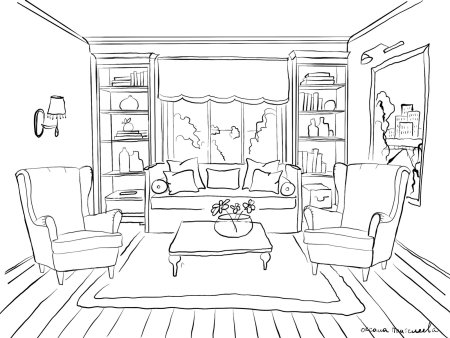 Раскраска интерьер комнаты