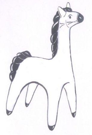 Дымковская игрушка контур лошадь