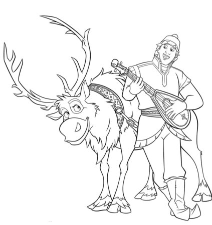 Раскраска Холодное сердце Кристофф и Свен