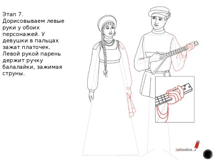 Русско народный костюм рисунок карандашом