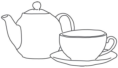 Раскраска чайник и чашка 😻 распечатать бесплатно