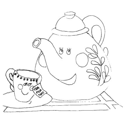 Трафарет чайника и кружки
