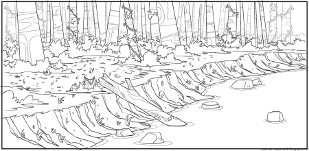 Раскраска Речной пейзаж