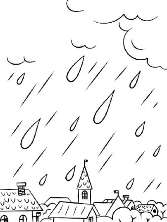 Тучка с дождиком раскраска