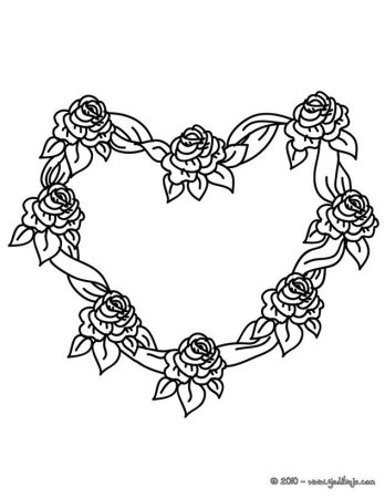 Сердце из цветов раскраска