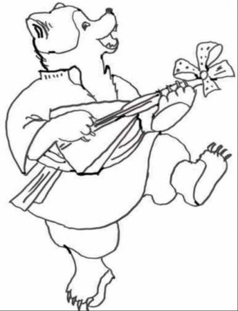 Мишка с балалайкой раскраска