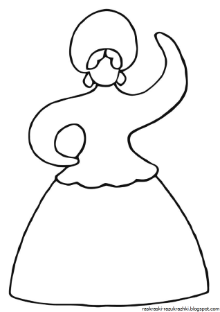 Раскраска барышня Водоноска Дымковская роспись