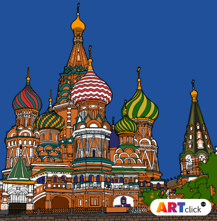 Храм Василия Блаженного Москва раскрашенный