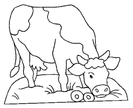 Раскраска корова с теленком для детей