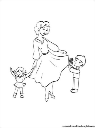 Рисунок мамы чорна белый