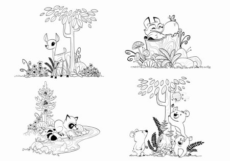 Раскраска "Лесные жители"