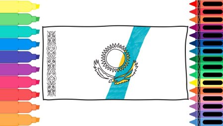 Рисование флаг Казахстана