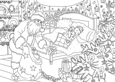 Дед мороз рисунок раскраска крупный план (45 фото)