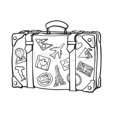 Рисунок раскраска багаж (41 фото)