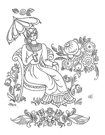 Городецкая роспись. Раскраска