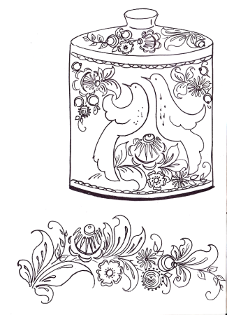 Городецкая посуда раскраска