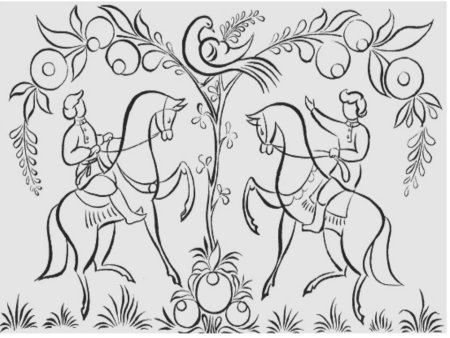 Городецкая роспись. Раскраска