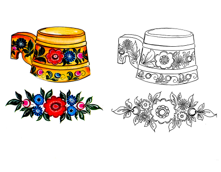 Гжельская роспись тарелка раскраска для детей