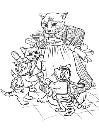 Раскраска кот Василий из сказки Кошкин дом