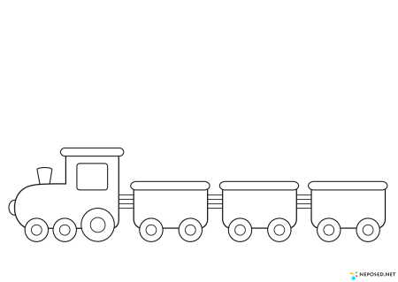 Раскраски вагонами, Раскраска паровозик с вагонами паровозик.