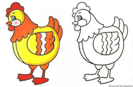 Раскраска петушок без хвоста