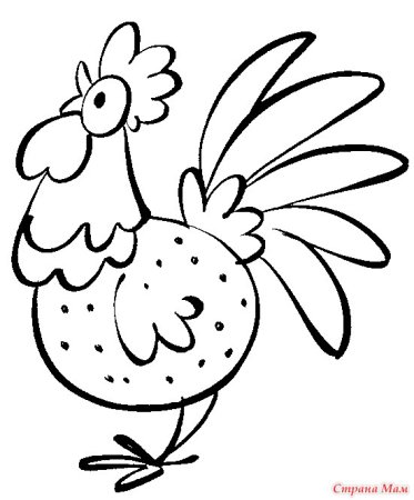 Раскраска петушок для детей 2-3 лет