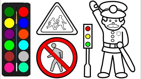 Светофор для детей раскраска мультяшный