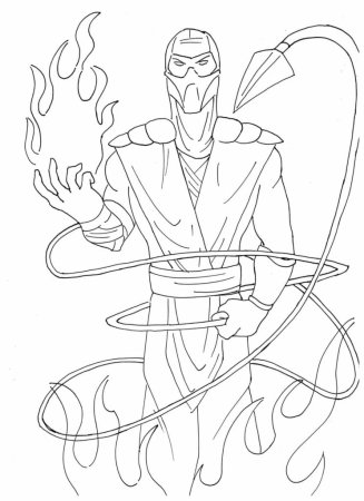 Раскраска Скорпион из мортал комбат