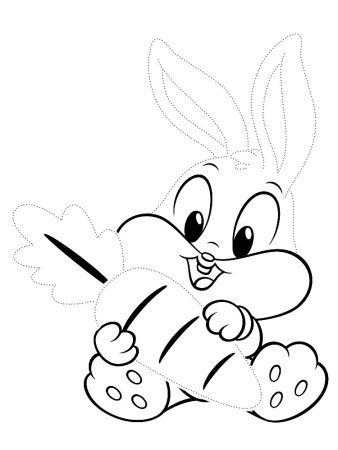 Зайчик с морковкой раскраска для детей