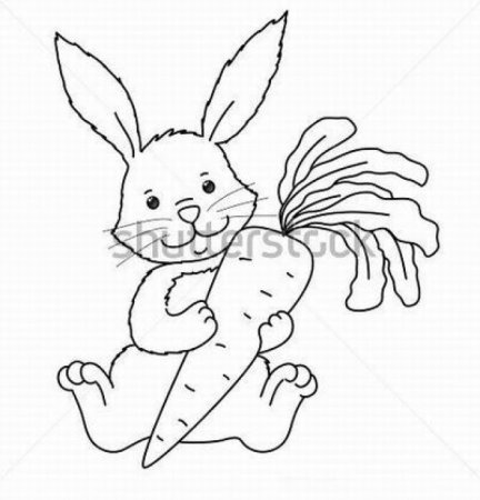 Зайчик с морковкой трафарет