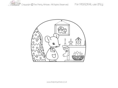 Раскраска мышка в домике