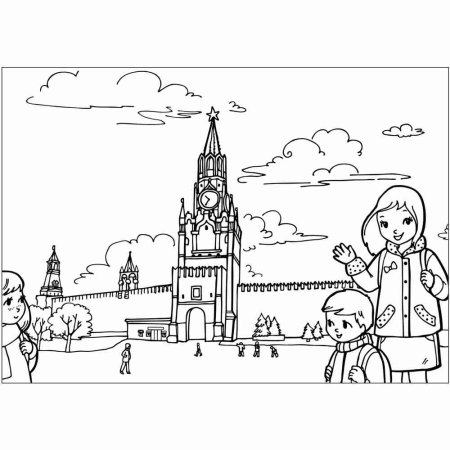Раскраска Москва Кремль для детей