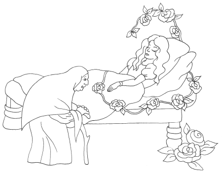 Раскраска Сказка о мертвой царевне и семи богатырях