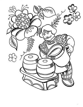 Русский народный костюм раскраска