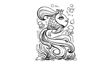 Золотая рыбка раскраска