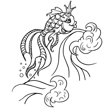 Раскраски к сказке Пушкина о рыбаке и рыбке