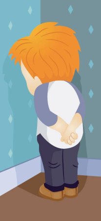 Мальчик стоит в углу рисунок