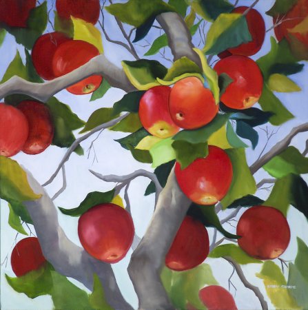 Рисование яблоня с яблоками