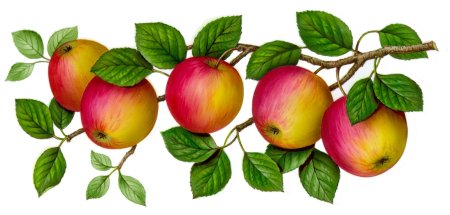 Ветка с яблоками на прозрачном фоне