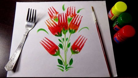 Рисование вилкой для детей