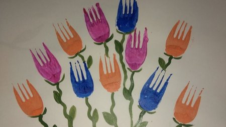 Рисование одноразовыми вилками