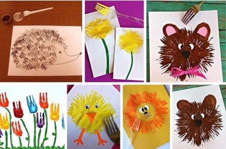 Рисование вилкой для детей