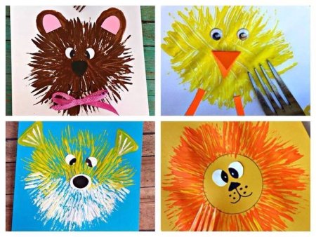 Рисование вилкой для детей