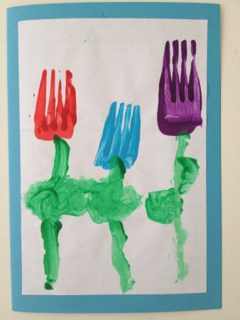 Рисование одноразовыми вилками