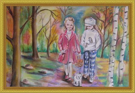 Сюжетная живопись прогулка в парке