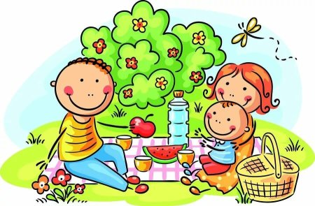 Семья на пикнике картина для детей