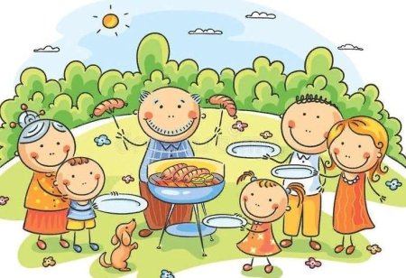 Семья на природе мультяшная